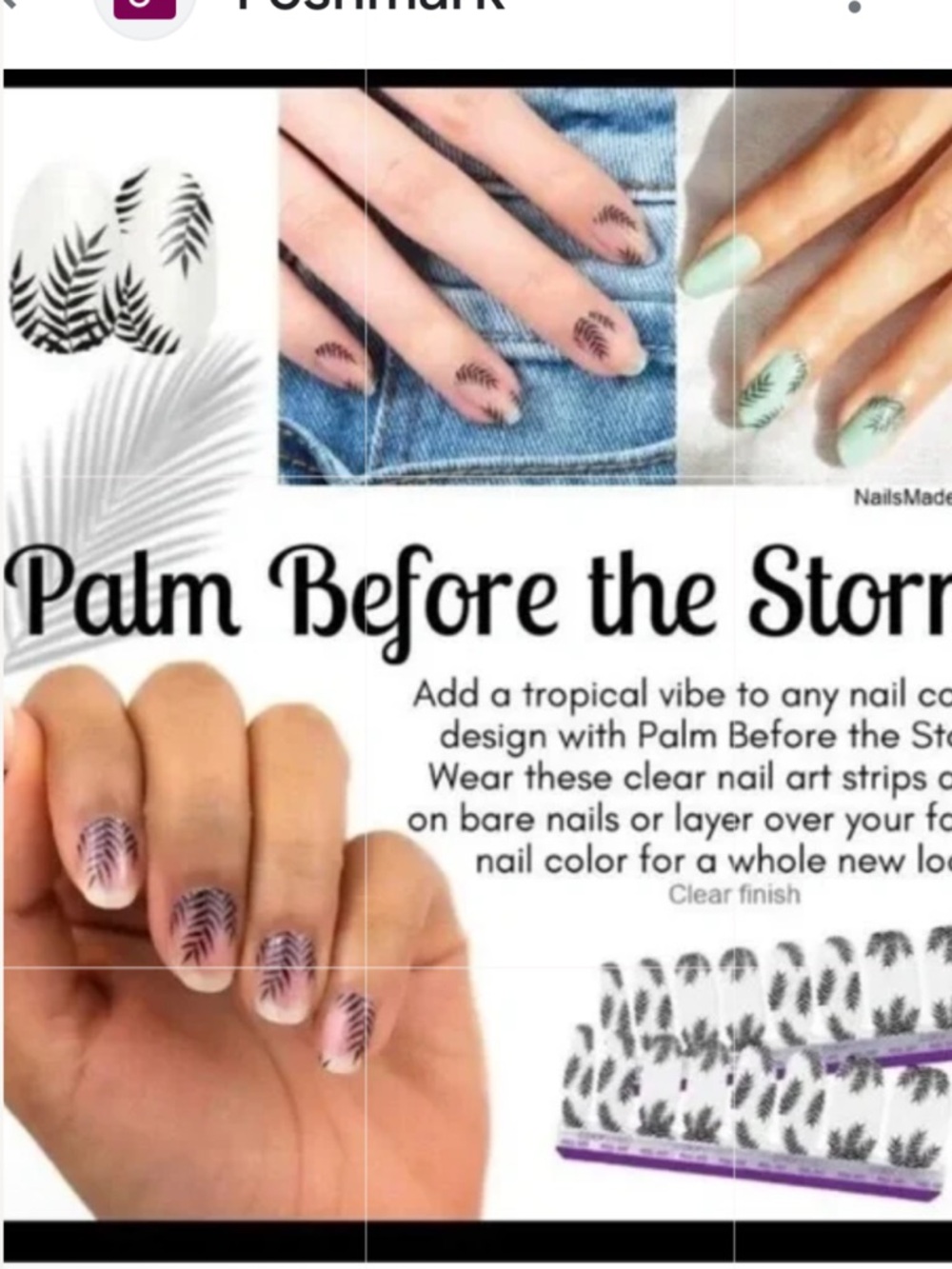 Color Street Palm Before the Storm FDL040 clear overlay black leaf design 16pcs